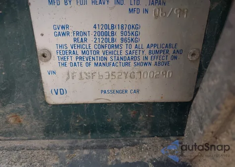 2000 Subaru Forester L from USA, damaged, VIN JF1SF6352YG700290